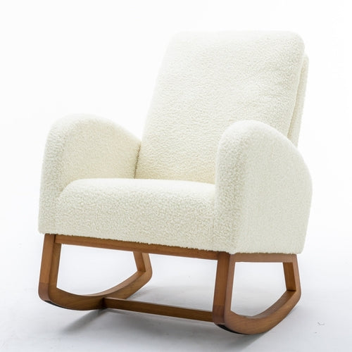 LuneluX_Home – "White Teddy" Rocking Lounge Chair