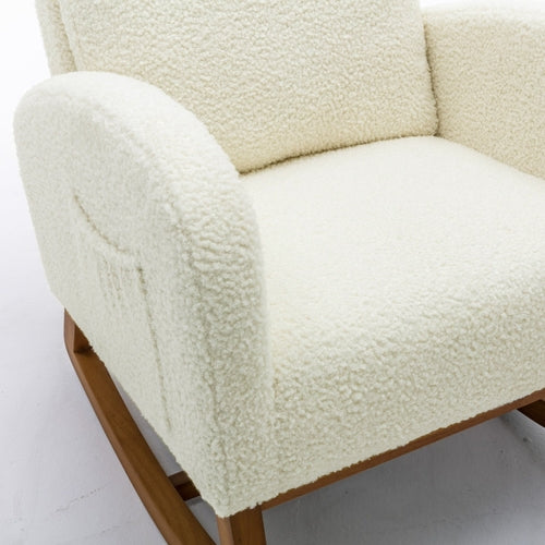 LuneluX_Home – "White Teddy" Rocking Lounge Chair