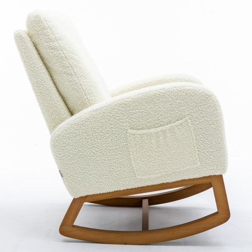 LuneluX_Home – "White Teddy" Rocking Lounge Chair